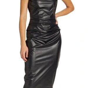 Chiara Boni La Petite Robe Mei Faux Leather Midi Dress. Size 6. Retail $695